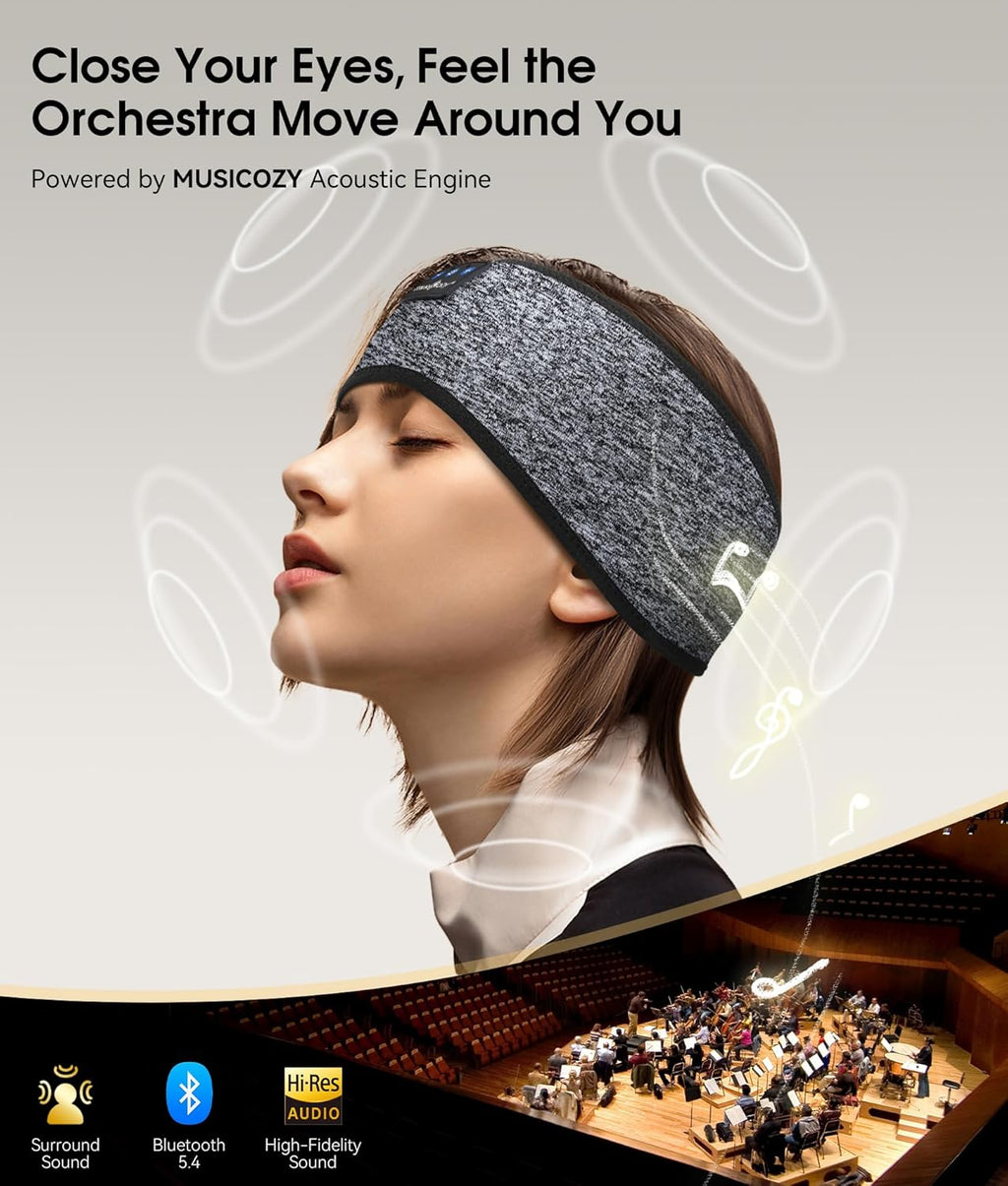 Bluetooth 5.4 Sleep Headphones Headband, Wireless Sleeping Headphones Sleep Mask Earbuds IPX6 Waterproof for Side Sleepers Workout Running Insomnia Travel Yoga Cool Tech Gadgets