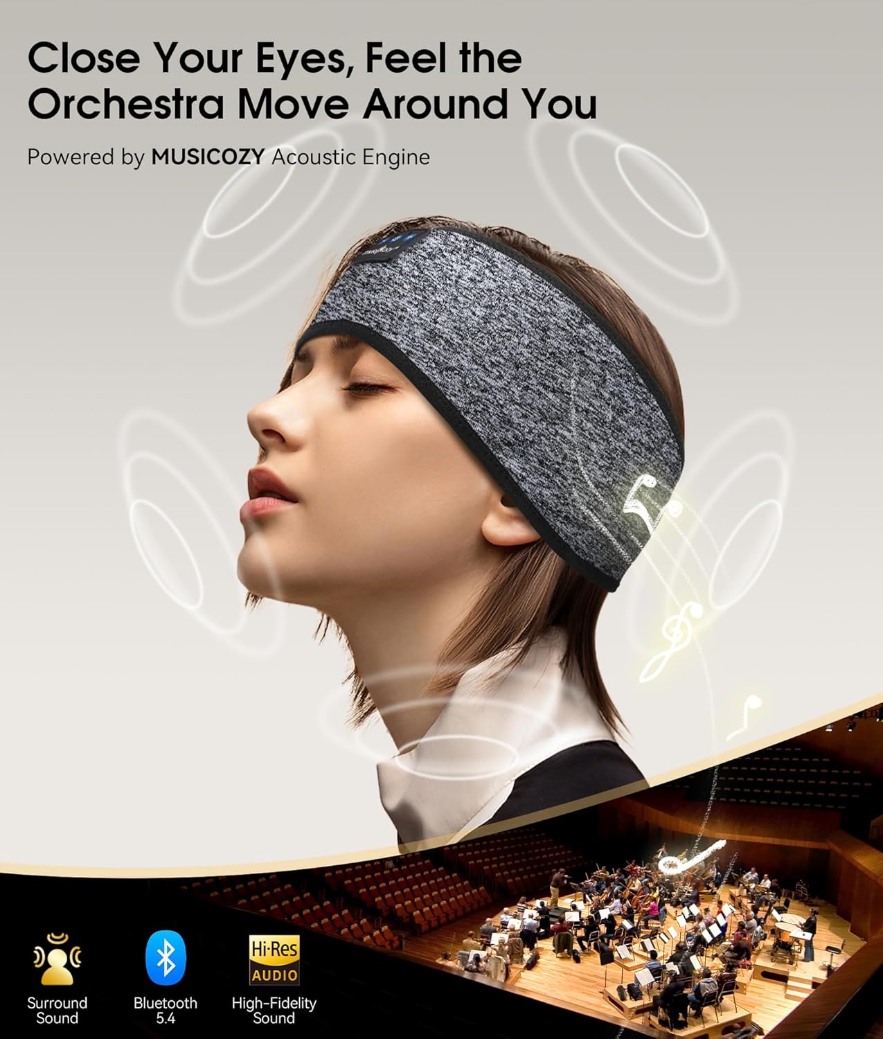 Bluetooth 5.4 Sleep Headphones Headband, Wireless Sleeping Headphones Sleep Mask Earbuds IPX6 Waterproof for Side Sleepers Workout Running Insomnia Travel Yoga Cool Tech Gadgets