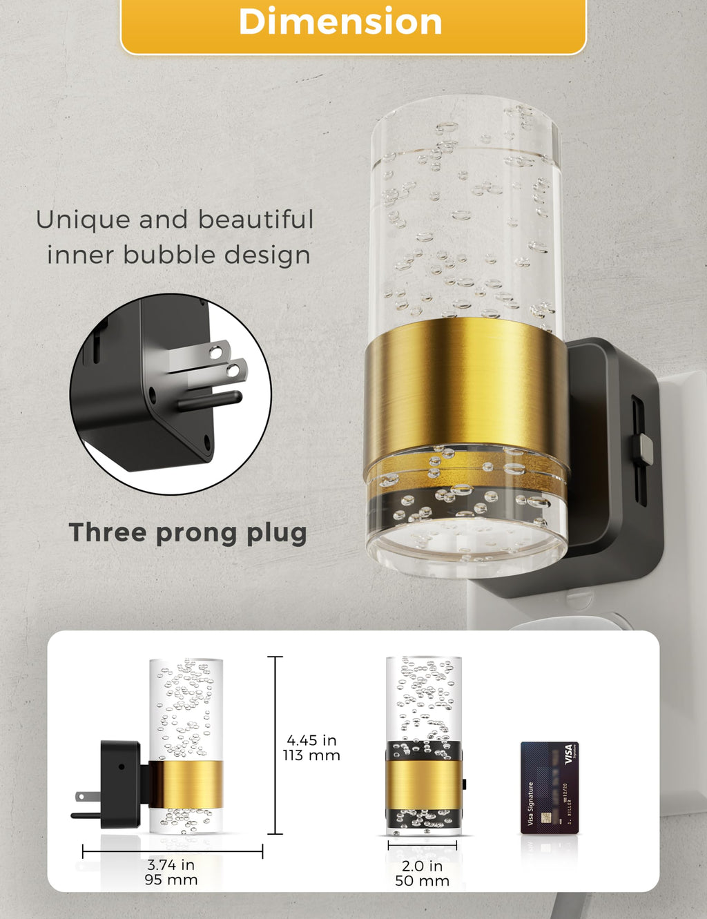 Wall Plug In Night Light, Soft Light LED Night Light with 0-100 LM Adjustable Brightness, 3000K with Auto Light Sensor, Wall Sconce-Style Design for Bathroom, Hallway, 2 Pack