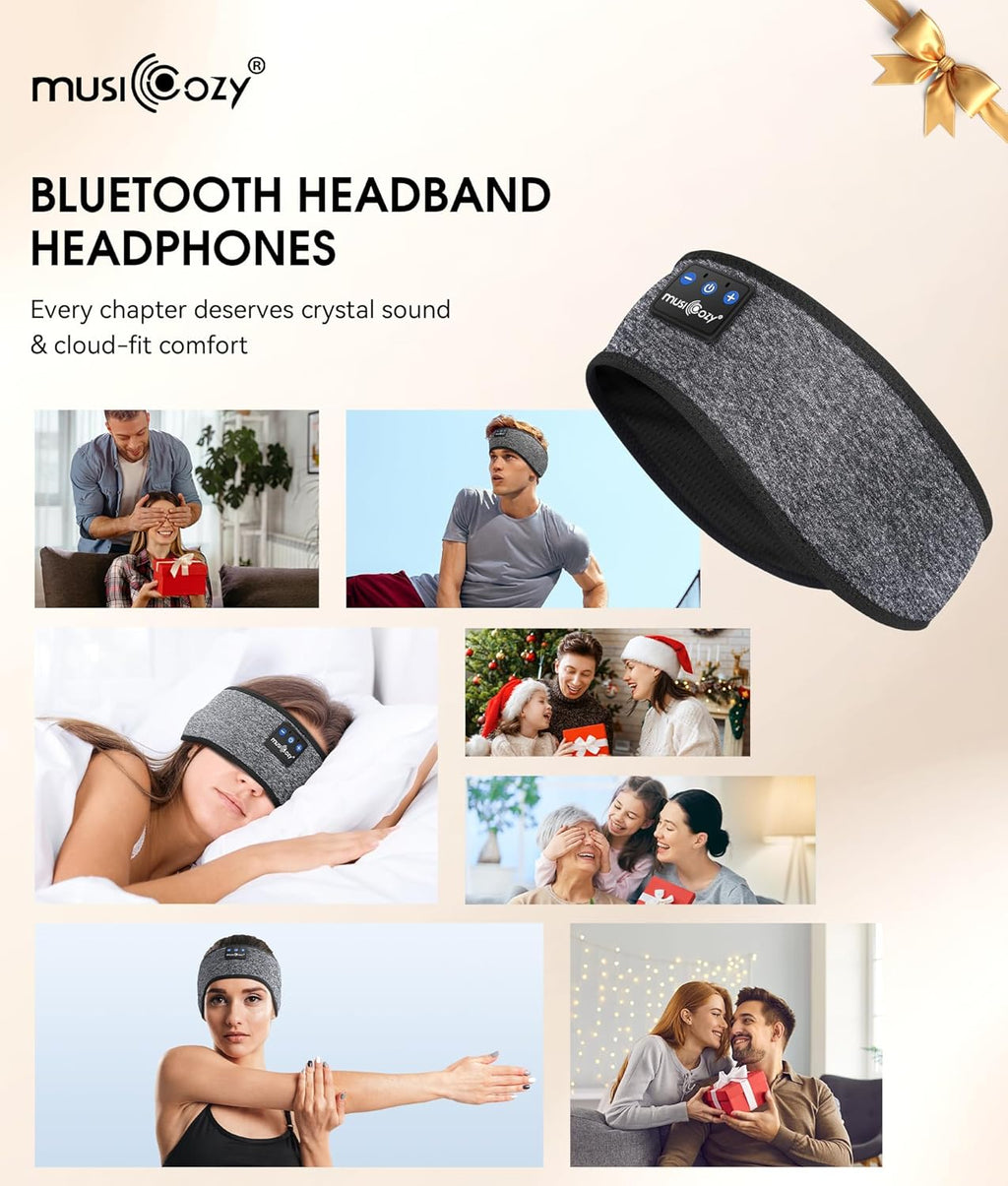 Bluetooth 5.4 Sleep Headphones Headband, Wireless Sleeping Headphones Sleep Mask Earbuds IPX6 Waterproof for Side Sleepers Workout Running Insomnia Travel Yoga Cool Tech Gadgets