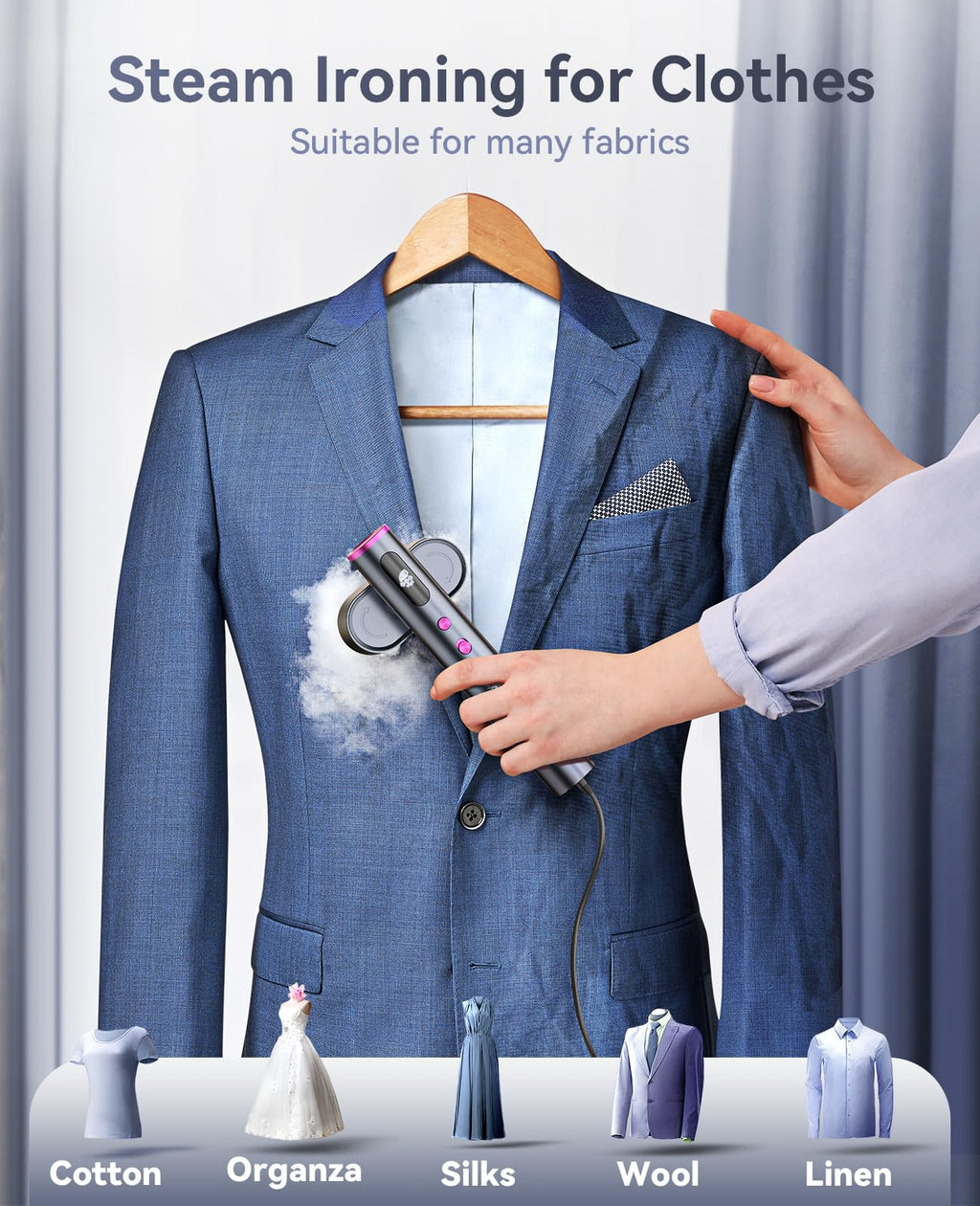 Travel Steamer for Clothes,100-220V Portable Steamer,15s Heat Up, Steamer ＆ Iron 2 In 1, Travel Size Garment Steamer,Large Ceramic Heat Panel,for Global ＆ Europe Traveling