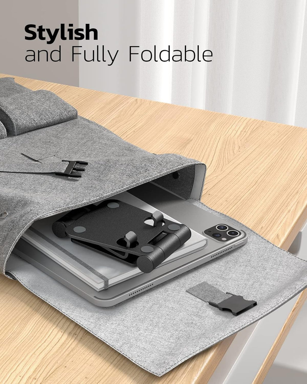 Dual Foldable Phone Stand for Desk, Fully Adjustable Desktop Cell Phone Holder Accessories for Office Kindle Compatible with 4-8" Mobile Devices