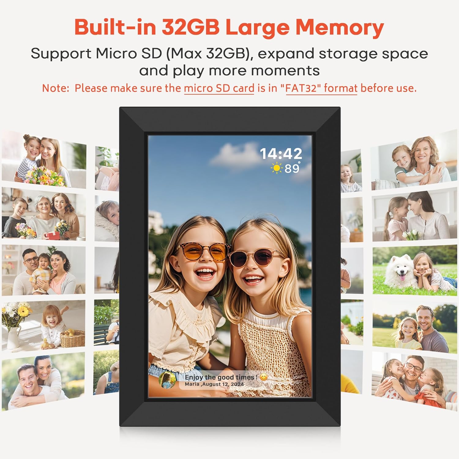 Frameo 10.1 Inch WiFi Digital Picture Frame with 32GB Memory, 1280 x 800 IPS Touch Screen Smart Electronic Photo Frame, Wall Mountable, Auto-Rotate, Share Photos/Videos Via Frameo App from Anywhere