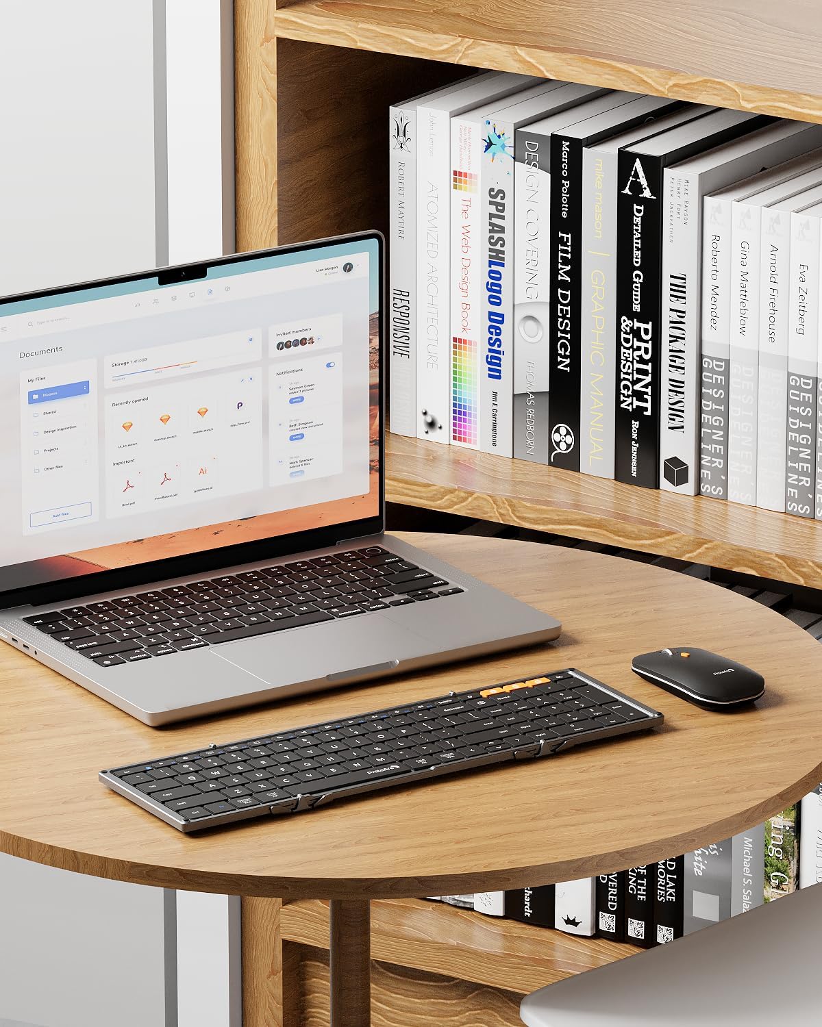 Foldable Keyboard and Mouse, XKM01 True Full-Size Folding Wireless Keyboard Mouse Combo for Business Travel, a Portable Office Suite On-the-Go, Compatible with Laptop iPad Tablet - Black Gray