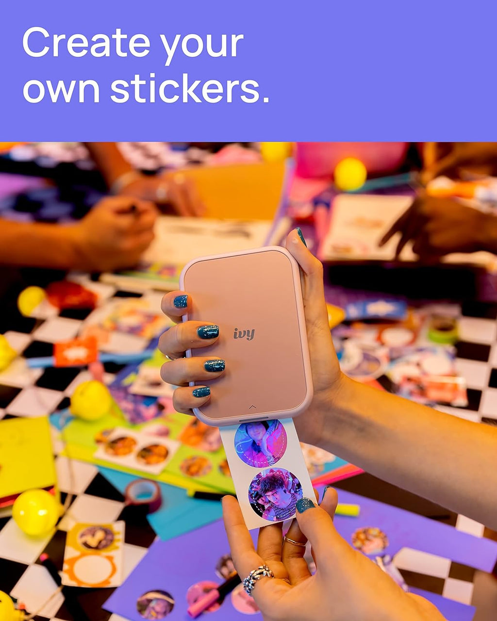 Mini Photo Printer, Print from Compatible iOS & Android Devices, Sticky-Back Prints