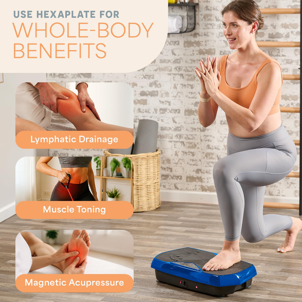 Vibration Plate Exercise Machine with Magnetic Acupoints & Handlebars, Whole Full Body Vibration Plate for Fitness & Workout– 99 Speed Levels, Bluetooth Speaker, Resistance Bands & Remote