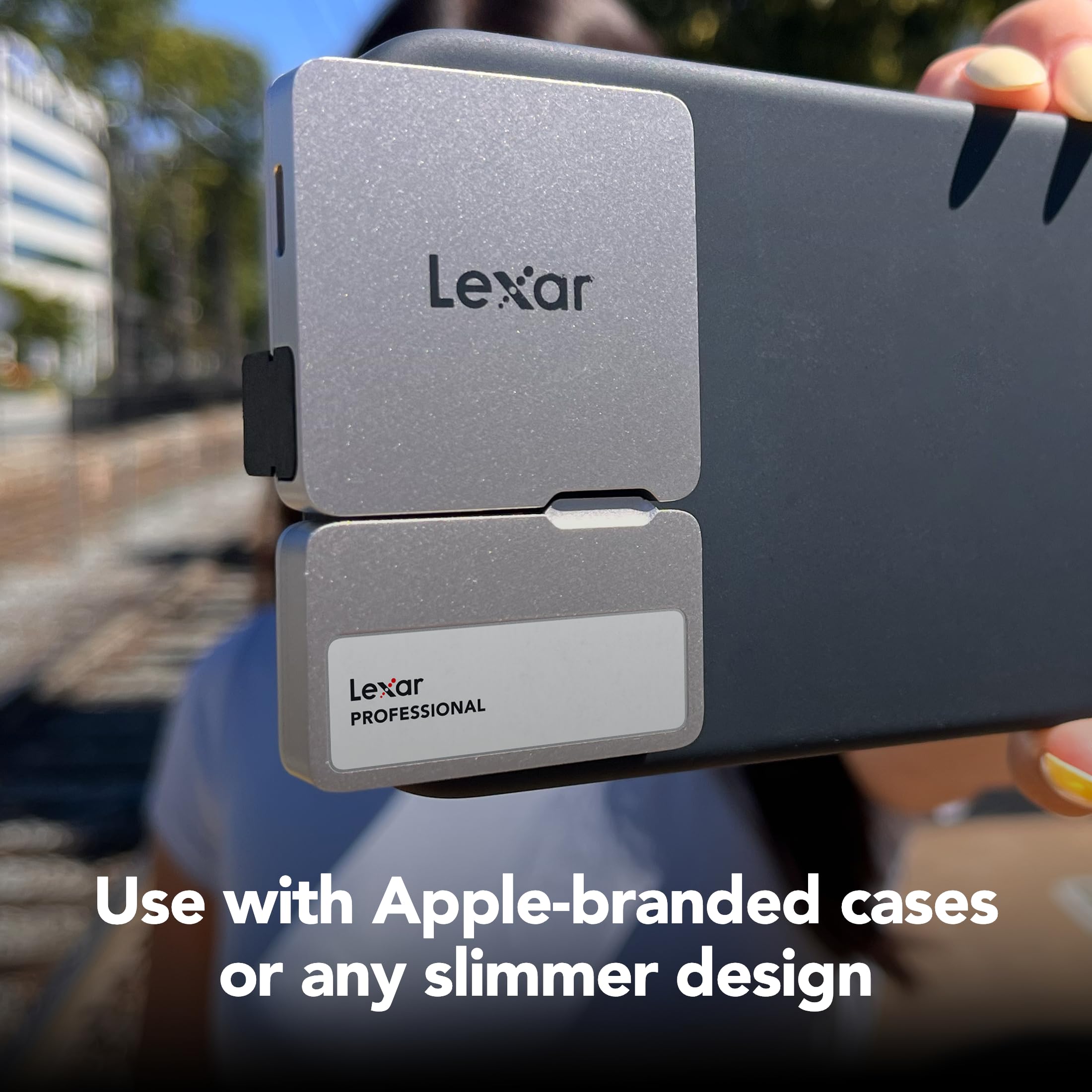 1TB Professional Go Portable SSD w/Hub, Supports Apple 4K 60fps ProRes, Up to 1050MB/s, USB 3.2 Gen 2, Rugged, IP65, Ultracompact, Compatible w/iPhone 15/16, External SSD (LSL400S001T-RNSNU)