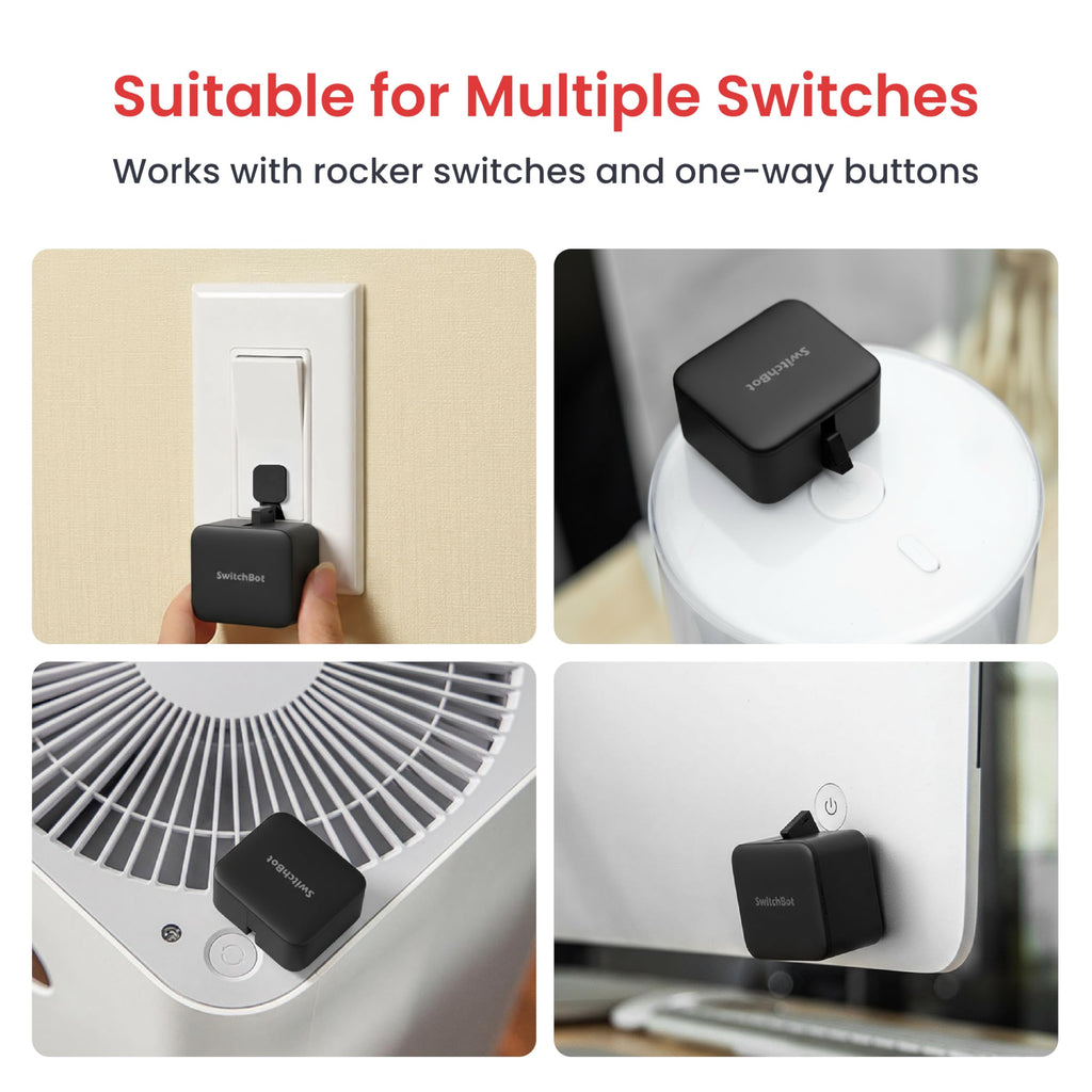 Smart Switch Button Pusher - No Wiring, Wireless App or Timer Control, Add SwitchBot Hub Mini to Make it Compatible with Alexa, Google Home, HomePod, IFTTT (Black)