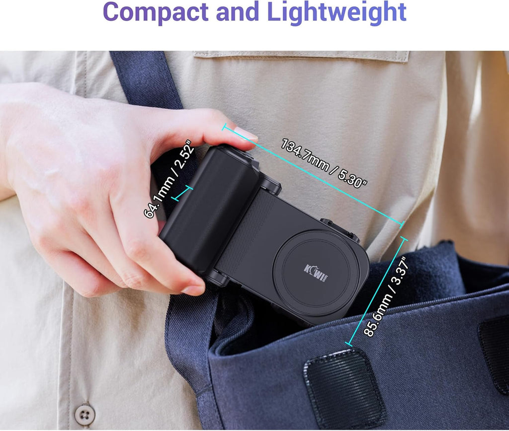 Phone Camera Grip Travel Smartphone Camera Tripod Mount with Remote Control & Cold Shoe Adapter for iPhone & Samsung Selfie Vlog Video Shooting Grip