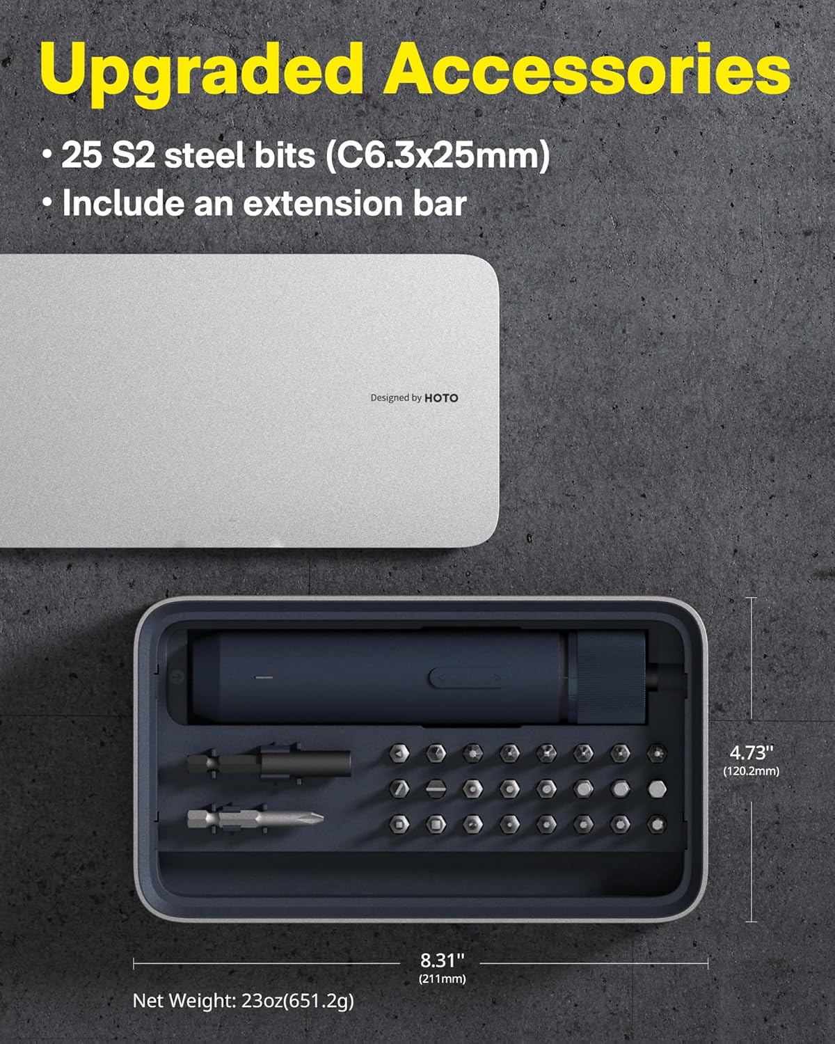 Electric Screwdriver Set, 3.6V Rechargeable Screwdriver Set with 25 S2-Steel Bits, Cordless Power Screwdriver Set with LED Light, All-in-One Design, 1500mAh 800 Times, USB-C Charging